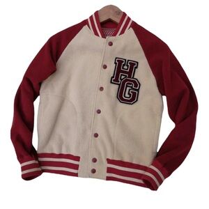 Hysteric Glamour Cream Body with Red Sleeve Varsity Jacket